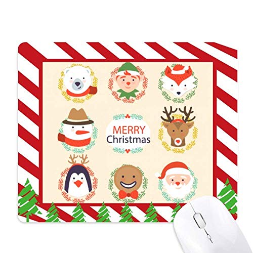 Tapis de souris de Noël rond Frosty Festival et motif canne en sucre
