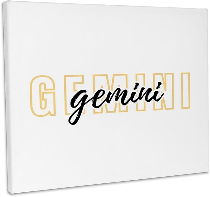 3dRose, Zodiac Sign - Gemini Text, Museum Grade Canvas Wrap 20x16