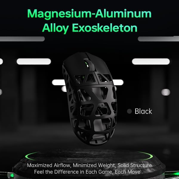 側 view of ATK Fierce X mouse showing magnesium-aluminum alloy exoskeleton