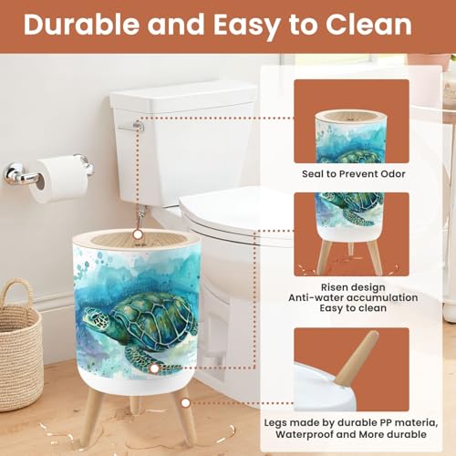 Papelera pequeña con tapa temática tortuga 1.8 gal miniatura 5