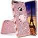 Produktbild COTDINFOR Huawei Y6 2018 hülle Glitzer Diamond Handyhülle Bling stoßfest Ring Schnalle Kickstand Plating TPU Schutzhülle Weich Silikon Etui für Huawei Honor 7A / Y6 2018 - Rose Gold Glitter