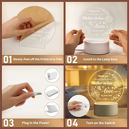 Glydein Mothers Day Gifts For Mother In Law, Mother In Law Gifts From Daughter In Law - Thank You For Loving Me As Your Own Night Light - Best Birthday, Wedding, Christmas Gifts For Mother In Law #TOP6