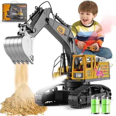 Remote Control Excavator Toys for Boys- Construction Toy Engineering Digger Truck, Excavator Toys for Boys 5 6 7 8 Year Old Educational Toys Kids Christmas Birthday Gift … Cover