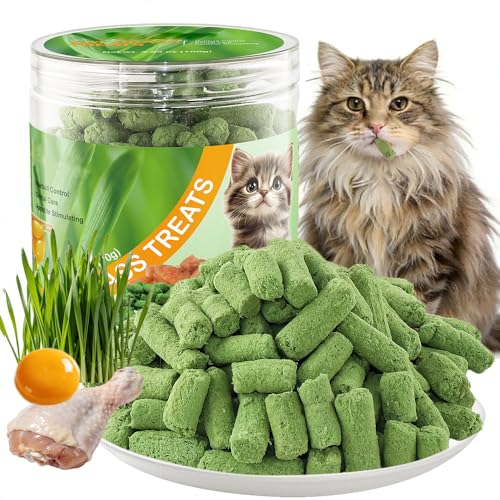Freeze-Dried Cat Treats 100g - Chicken & Egg Yolk with Cat Grass | Dental Health, Hairball Control, Skin & Coat Care | Natural Lickable Snacks for Kittens
