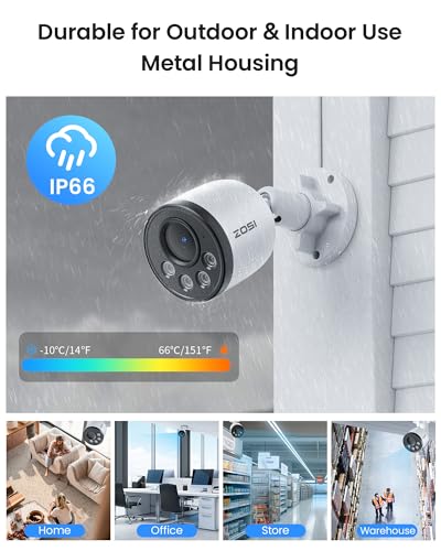 Image of ZOSI 4K PoE Security Camera System, 4pcs 8MP Indoor Outdoor Metal Cameras with Audio, Smart Person Vehicle Detection, People Counting, Night Vision, 8CH CCTV NVR with 2TB HDD for Home 24 /7 Recording