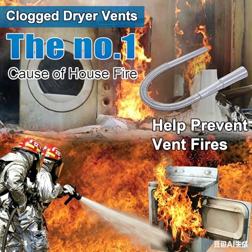 Image of 3 Pieces Dryer Vent Cleaner Kit: Vacuum Hose With Brush & Gloves Fits for Vacuums Cleaner, Refrigerator Condenser Coils, Tight Spaces Behind Appliances, Deep Cleaning Tools for Clogged Ducts-Gray
