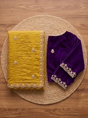 Image of Women's Chiffon Saree with Unstitched Blouse Piece