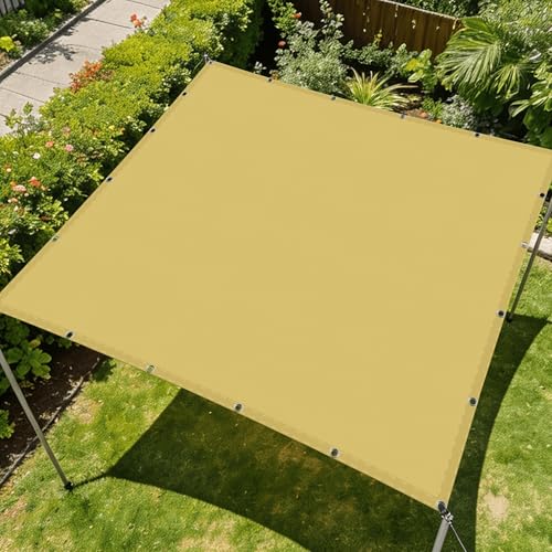 Toldo Vela de Sombra 150 x 260 cm con Ojales y Cuerdas de Fijación Vela de Jardín Impermeable Prueba de Viento para Exteriores, Pergola, Jardín, Terrazas, Amarillo Arena