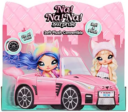 Na Na Na Surprise Soft Plush Convertible - Pink, Kitty-Themed Doll Vehicle - Compatible with All Na Na Na Surprise Dolls - Ages 3+ Years - Plush Car Toy for Girls