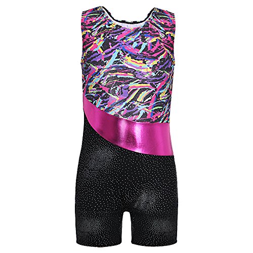 DAXIANG Malla para Danza y Gimnasia artística para niñas, sin Mangas, con Estampa Colorida y Brillante