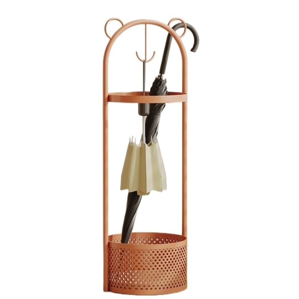 Porte-parapluie évacuant l'eau orange, bac de rangement étanche