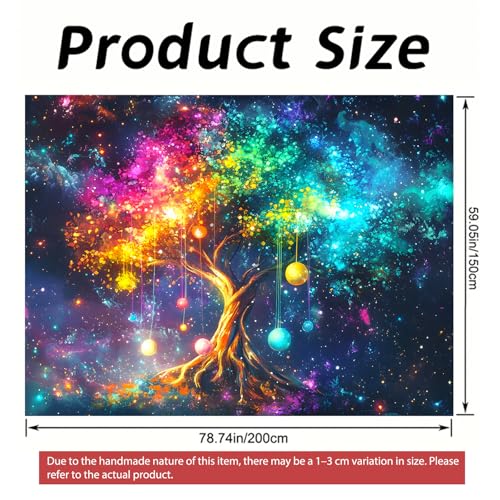Image of Nuxovilar Cosmic Tree Wall Tapestry Polyester 78.74x59.05 In | Glow Poster Trippy Wall Art Nature Decor UV Backdrop Living Room Bedroom Lounge Space Room (Cosmic Tree Life)