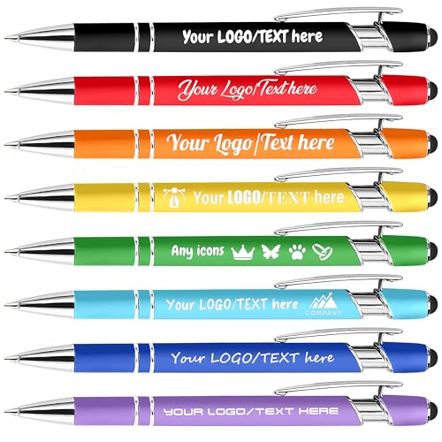 Personalised Pens Metal Ballpoint Pens with Stylus Customised LOGO and TEXT Engraving Bulk Order Wholesale Pens - Ideal for Business Schools and Event Giveaways Quantity From 1 to 500