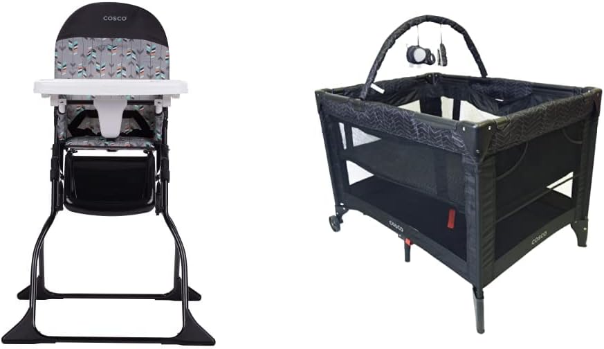 Cosco Simple Fold High Chair, Etched Arrows + Cosco Funsport Deluxe