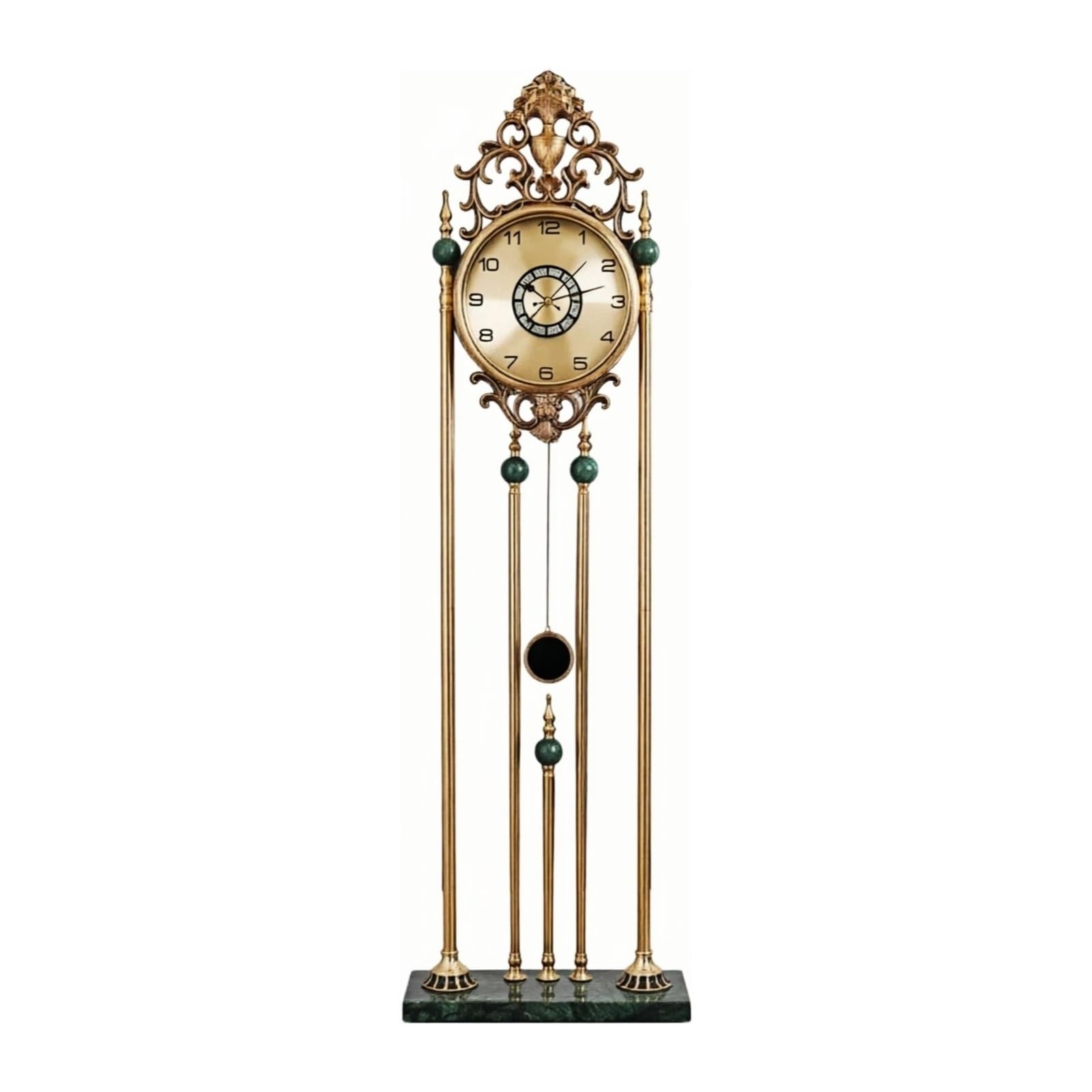 QINGGANG-0224 Home Decor Metal Floor Clock European Style Roman Numeral for Hotel Lobby Club Housewarming