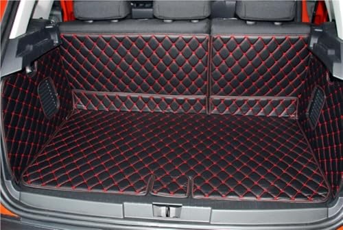 Alfombra maletero coche Compatible Con Captur 2014 2015 2016 2017 2018 2019 Esteras Especiales Para Maletero De Coche Alfombras De Maletero De Estilo De Coche Revestimiento De Carga(Black with red)