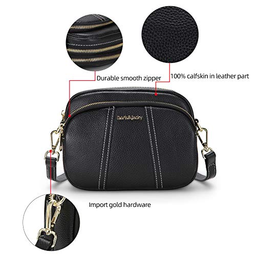 DORIS&JACKY Genuine Leather Crossbody Purse for Women Small Triple Zipper Shoulder Bag with Adjustable Strap3