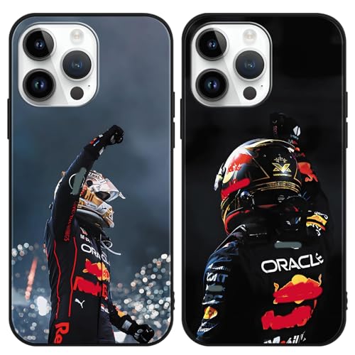 TBNMBGY 2 Confezioni Cover per Apple iPhone 15 6.1', Racing F1 Cool Racer Motivo Pattern con Silicone Morbido TPU Custodia Protettiva Antiurto Bumper Cover per Boys,Helmet