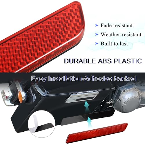 Image of Hard Saddlebag Latch Covers Reflectors Inserts for Harley Touring 1993-2013,for Street Glide Electra Glide Road Glide Road King,RED