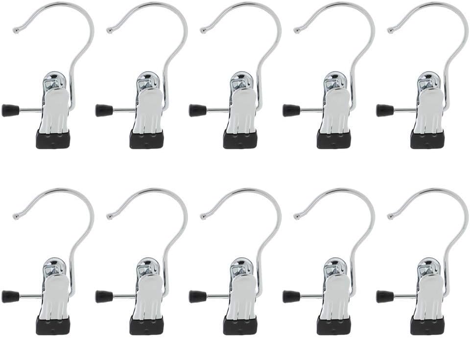 Coat Hangers,Clothes Organizer,Pack of 10 Windproof Clothes Hangers Clips Clothes Clips for Socks, Underwear(Silver) (Black One Size)