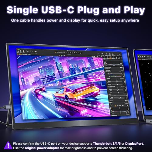 Image of VisionOwl Portable Monitor 18.5 Inch 2K QHD 120Hz Second Screen, USB-C HDMI HDR Travel Monitor for Laptop PC MacBook PS5 Xbox, VESA Mountable, with Speakers, Built-in Kickstand