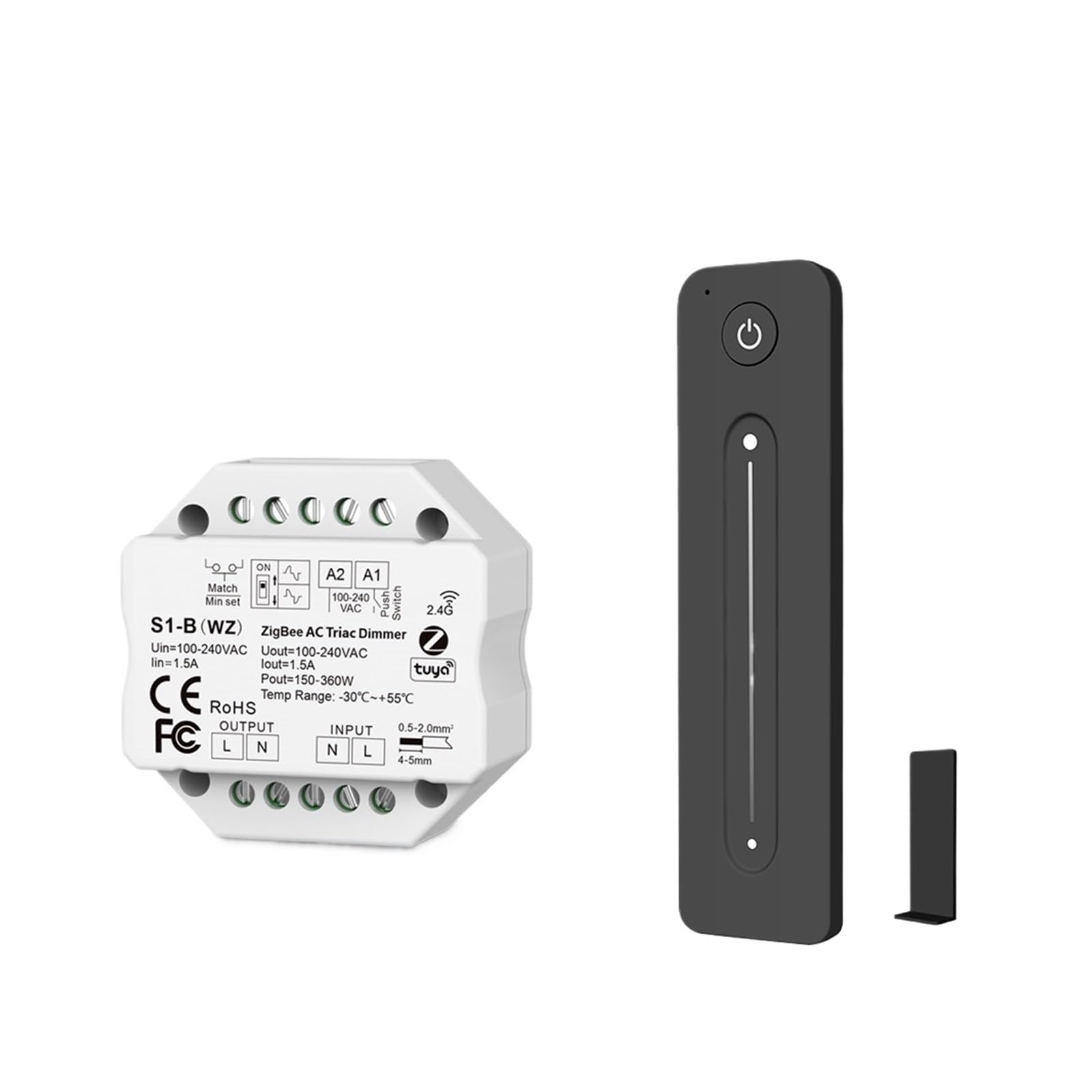 Variateur LED Tuya Zigbee 3.0 AC Triac 220V avec bouton interrupteur et télécommande R11