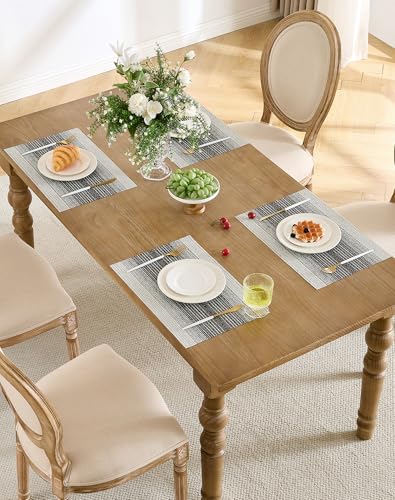 Image of Leetaltree Woven Vinyl Placemats Set of 4,Black& White