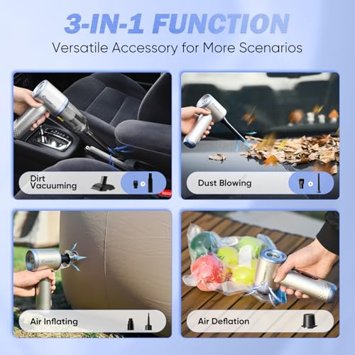 Image of SakerPlus Mini Vacuum Cleaner, 3 in 1 Cordless Handheld Vacuum Cleaners, 18000Pa High Power Car Vacuum Cleaner with Brushless Motor,Adjustable Car Vaccum Portable Cordless for Cars,Desktop-Blue