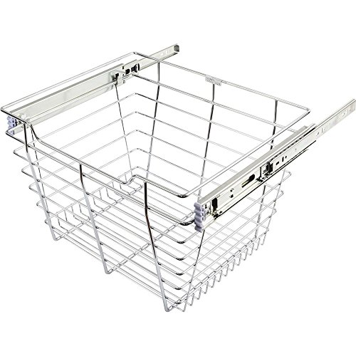 Hardware Resources Chrome Closet Pullout Basket 14' D x 17' W x 11' H (Silver)