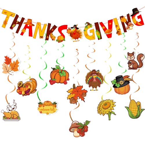 Spirales de Thanksgiving à Suspendre,Thanksgiving Bannière pour déco automne,Jour de Thanksgiving,décoration de fête