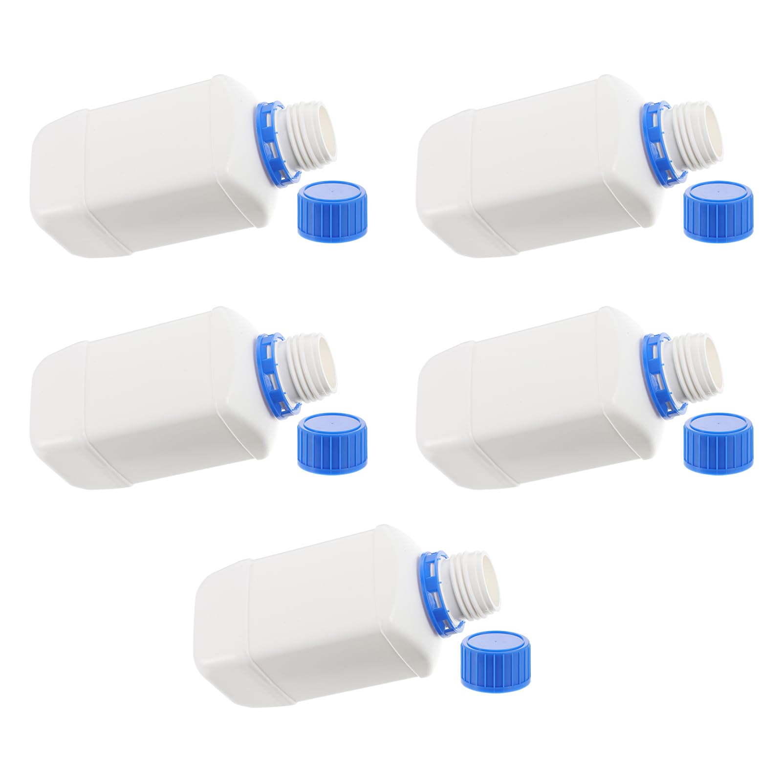 Healifty 5pcs Reagent Plastic Bottle Containers with Lids Plastic Container Liquid Storage Square Container Laboratory Reagent Bottles Wide Mouth Liquid Bottle Sample Gold Jade White