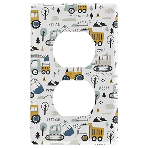 Cute Cars Truck Tractor Duplex Receptacle Outlet Cover Wall Plate Switch Plates Size 1-Gang 2.9