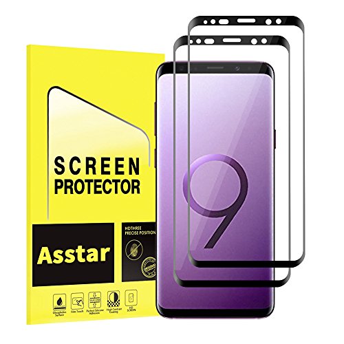 [2 Pack] Galaxy S9 Plus Screen Protector, Asstar Full Coverage Case Friendly Bubble-Free Anti-Scratch 9H Hardness Easy Installation Tempered Glass Screen Protector for Samsung Galaxy S9 Plus