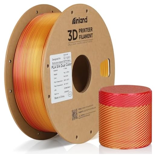 INLAND Silk Filament 1.75mm - Silk Fusion 3D Filament, Dimensional Accuracy +/- 0.02 mm - 1 kg Spool (2.2 lbs), Clog Free Colorful Filament, Fits FDM 3D Printers (Fusion Duo Red-Gold)