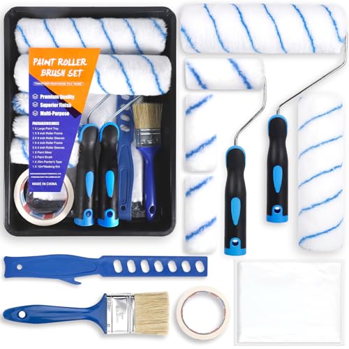 Los 6 mejores rodillos para pintar 51 POWZOO 12 pc Set de Rodillos Pintura para Paredes y Techos,KIT...