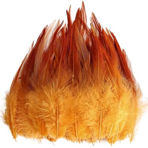 120 plumes dorées jaunes 5-7" pour artisanat rooster
