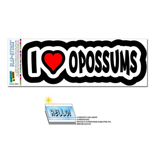 I Love Heart Opossums Slap-STICKZ(TM) Automotive Car Window Locker Bumper Sticker