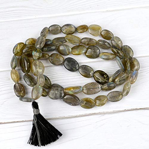 Image of Natural Oval Crystal Beads Mala Necklace Collection for Men & Women, Reiki Energized Gemstone Jewellery for Meditation, Mindful Living, Spiritual Decor & Everyday Fashion Styling