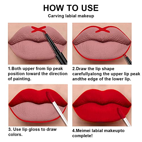 Evpct 3Pcs Deep Dark Red Lip Stain Paint Matte Lip Liner And Lipstick Set Long Lasting Smudge Proof Labiales Matte Mate Larga Duracion Listip 24 Hours Matte A Prueba De Agua Mate 24 Horas Originales #TOP5