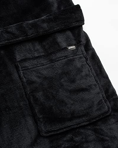 Eddie Bauer Mens' Plush Bathrobe- Soft Fleece Spa Bath Robe With 2 External Pockets And Belt For Men, Size Small-Medium, Black #TOP2