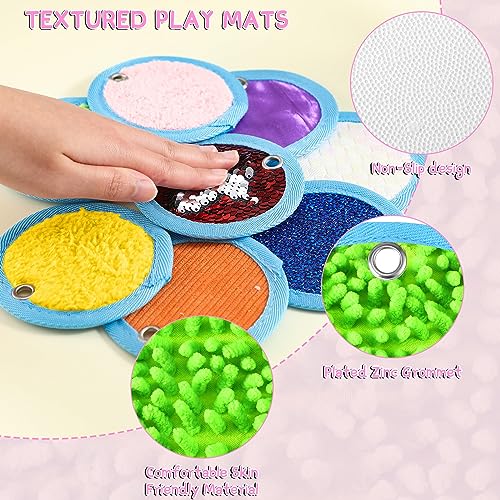 Image of Boao 8 Set Mini Sensory Mats Assorted Textured Play Mats Sensory Floor Tiles Educational Tactile Toys for Activity(4 Inch,Round)