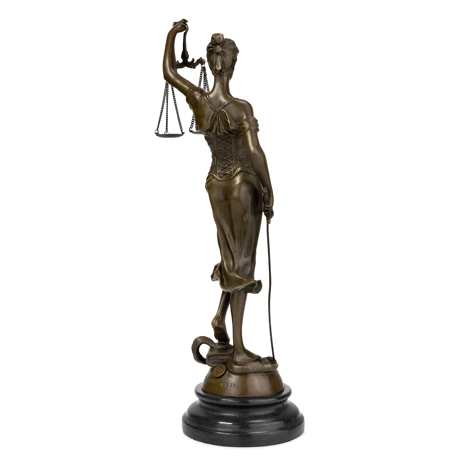 Moritz Figura de bronce de Lady Justice, altura 40 cm, 2,7 kg, estatua antigua
