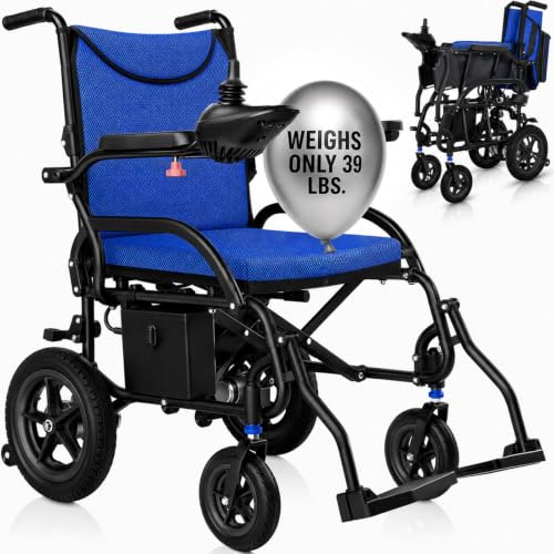 Image of Vive Ultra Lightweight Electric Wheelchair for Adults - Foldable Power Wheel Chair - Collapsible, Folding, Ultralight, Motorized, Light Weight Travel Senior Folding Mobility Aid - Weighs Just 39 lbs