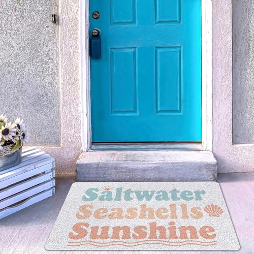 RYYCDOI Beach Door Mat, Coastal Beachy Doormat Outdoor Indoor Entrance Porch, Saltwater Seashells Sunshine Outdoor Mat, Nautical Ocean Welcome Mats for Front Door, 17x30 Inch - Image 7