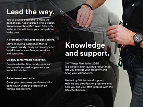 3M 2080 G12 Vinyl Car Wrap Film Sheet Roll With Air Release Technology - 5Ft X 1Ft With Application Card, Gloss Black #TOP3