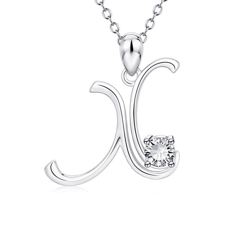 JMOSmall Letter Chain Pendant Necklace for Women Silver Plated Initial Letter Alphabet Pendant Necklace Gift