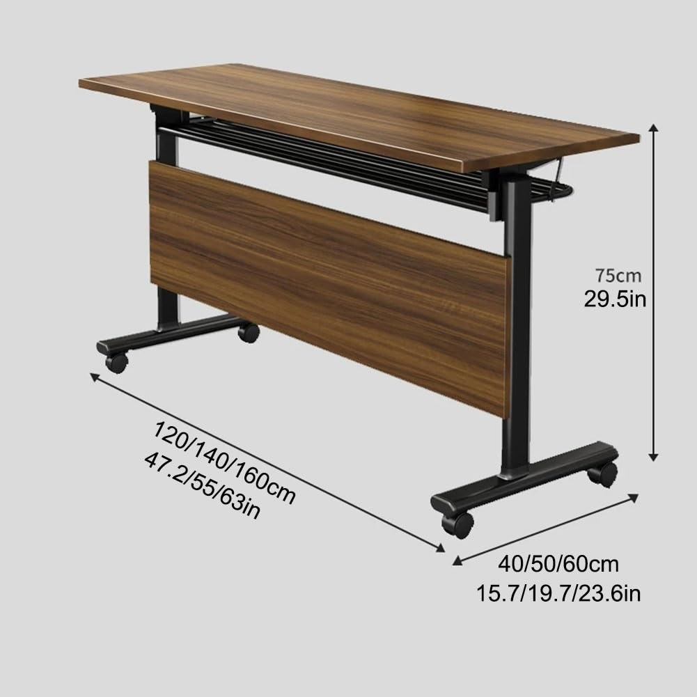 Tavolo Pieghevole Per Conferenze E Formazione Con Pannello Frontale E Ruote | Tavolo Modulare Robusto Per Riunioni Con Piano Ribaltabile E Impilabile per Uffici, Seminari(120x60x75cm)
