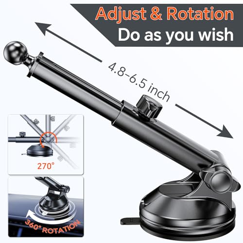 GPS Suction Cup Mount for Garmin GPS Mount【Strong suction】Replacement GPS Dash Mount 17mm Ball MountLong Dashboard Windshield Car Holder for Garmin Nuvi Drive Dezl RV Driveassist,GPS Holder for Truck - Thumbnail 3