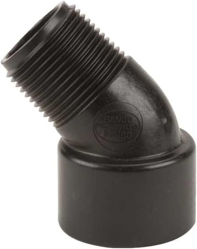 Banjo SL100-45 Polypropylene Pipe Fitting, 45 Degree Street Elbow, Schedule 80, 1" NPT Female x NPT Male