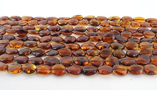Genuine Baltic Amber Beads Strands Oval Nuggets Large Cognac Alluregem 50943 #TOP1